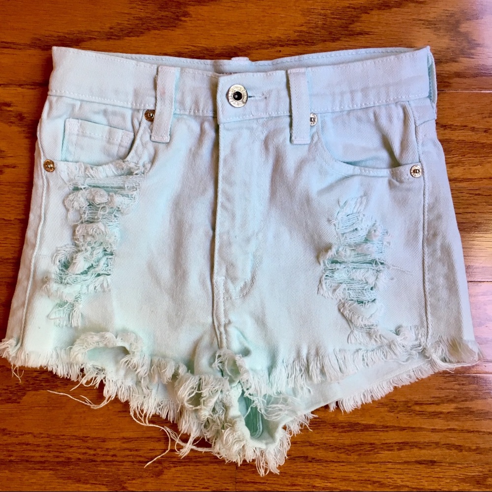Blue Jeans Mint green denim shorts by size S(0?)